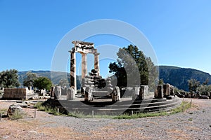 view of Temple of Athena Pronea Delphi Greece