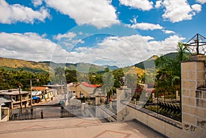 The view from the temple Basilica Virgen de la Caridad. Roman Catholic minor Catholic cathedral dedicated to the Blessed Virgin Ma