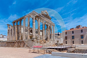 View of Temple of Diana in Merida, Spain.