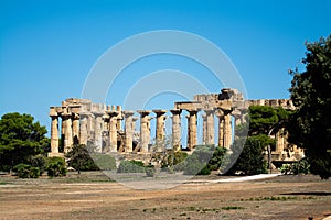 View of Temple E at Selinus in Sicily, also known as the Temple of Hera. Italy.