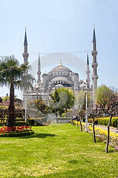 View of the temple of Hagia Sophia from the park.