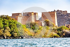 View of The Temple of Isis on Agilkia Island move from Philae Island in Lake Nasser.
