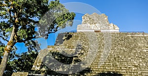 View of Temple of the Masks, El Peten, Grand Plaza, Tikal National Park, Yucatan, Guatemala