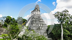 View of Temple No. 1t, Tikal, UNESCO World Heritage Site, Tikal National Park, Peten, Guatemala