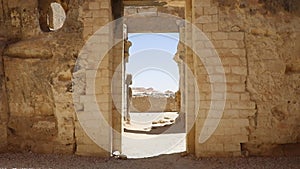 View through the Temple of the Oracle of Amun to Gebel el-Dakrour in Siwa Oasis