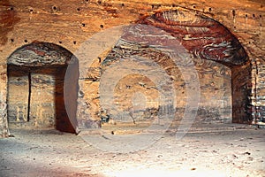 View of the temple premises from the inside in Petra, Jordan.