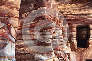 View of the temple premises from the inside in Petra, Jordan.