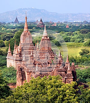 A view at the temples of Bagan in Myanmar