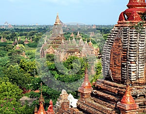 A view at the temples of Bagan in Myanmar