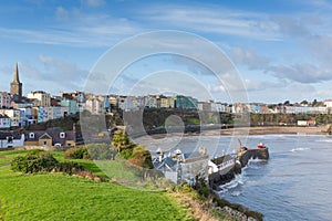 View of Tenby town and harbour Pembrokeshire Wales UK