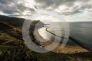 view on Teresitas beach near Santa Cruz de Tenerife on Canary islands, Spain.