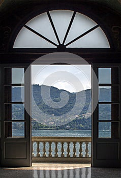 View through the terrace to Lake Como