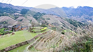 view of terraced fields and Tiantouzhai village