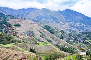 view of terraced slope in Dazhai country