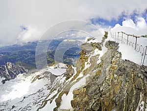 View from Tete Rousse mountain house in Mont Blanc climbing route