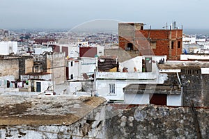 View of the Tetouan Medina quarter in Northern Morocco with old buildings roofs