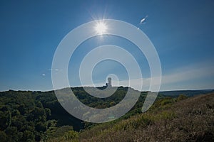 View on Teufelsberg hill under the evening sun, Berlin, Germany