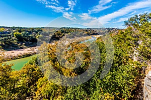 View of the Texas Pedernales River from a High Bluff.