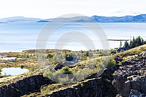 view of Thingvallavatn lake in Thingvellir park