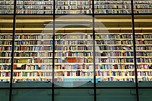 View of thousands of books in the National Library of Latvia