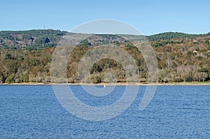 view of thr reservoir of As Conchas, province of Ourense. Galicia, Spain