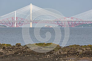 View at three bridges crossing Firth of Forth in Scotland