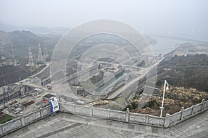 A view of the Three Gorges Dam in the mist photo