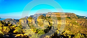 View of the Three Rondavels at the Blyde River Canyon viewpoint on the Panorama Route