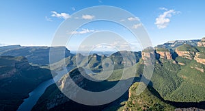 The Three Rondavels rock formation at the Blyde River Canyon on the Panorama Route, Mpumalanga, South Africa