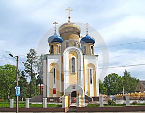 View of the Three Saints Church on a summer day. Sovetsk, Kaliningrad region