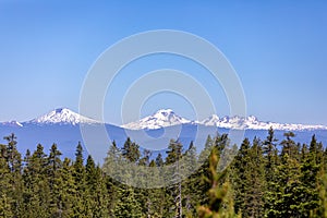 View on Three Sisters from viewpoint at Paulina Peak , Oregon