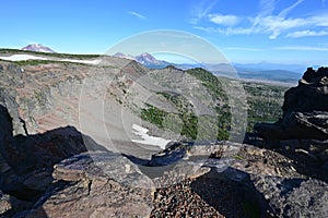 View of Three Sisters volcanoes from Tam McArthur Rim Trail, Oregon.