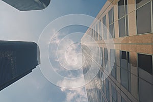 View of Three Sky Scrapers and Blue Sky