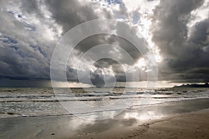 View of thunderstorm clouds above the sea