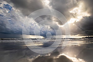 View of thunderstorm clouds above the sea