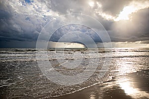 View of thunderstorm clouds above the sea