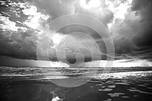 View of thunderstorm clouds above the sea