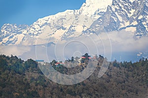 View of Thyangboche Monastery from far away
