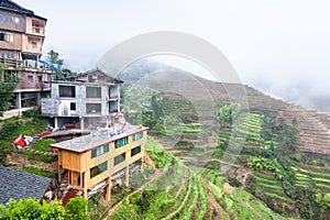 view from Tiantouzhai village terraced rice fields