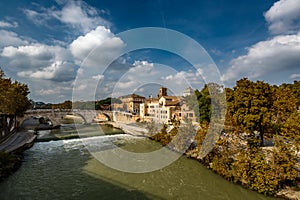 View on Tiber Island and Cestius Bridge, Rome