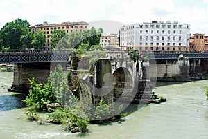 View of Tiber river in Rome city on May 31, 2014