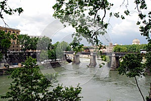View of Tiber river in Rome city on May 31, 2014