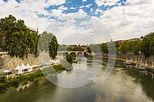 View of Tiber river in Rome, Italy