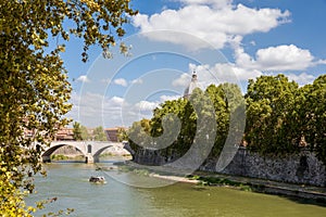 View of Tiber River in Rome Italy