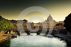 View on Tiber and St Peter Basilica photo