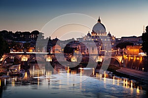 View on Tiber and St Peter Basilica