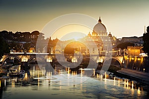 View on Tiber and St Peter Basilica