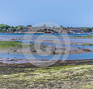 A view of tidal mud flats exposed at low tide on the River Hamble