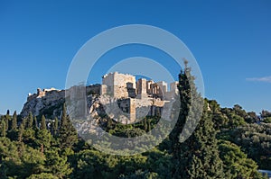 View to Acropolis with Propylaea and Temple of Athena Nike, Athens, Greece