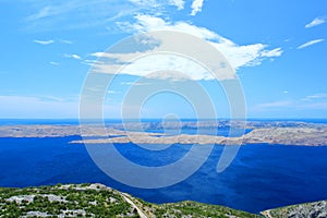 View to Adriatic sea and Island Pag from Velebit mountain, Croatia